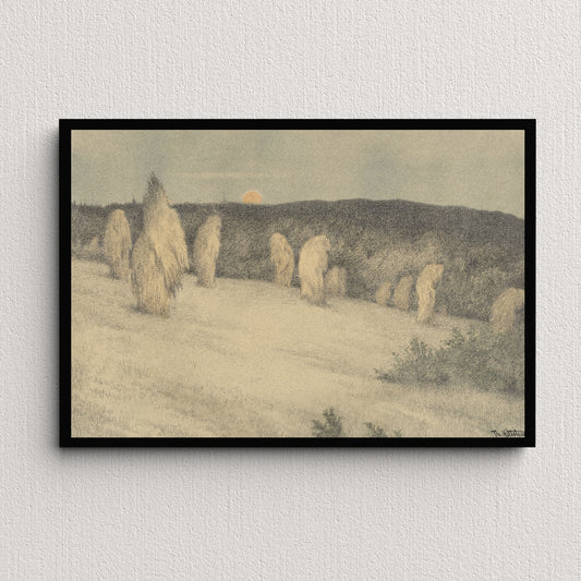Stooks of Corn in Moonlight (1900) | Theodor Kittelsen